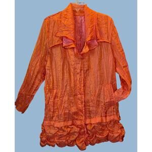 UbU Unique Jacket Layer Tunic Blouse Top Sz M Orange Pink Metallic Whimsy Clown